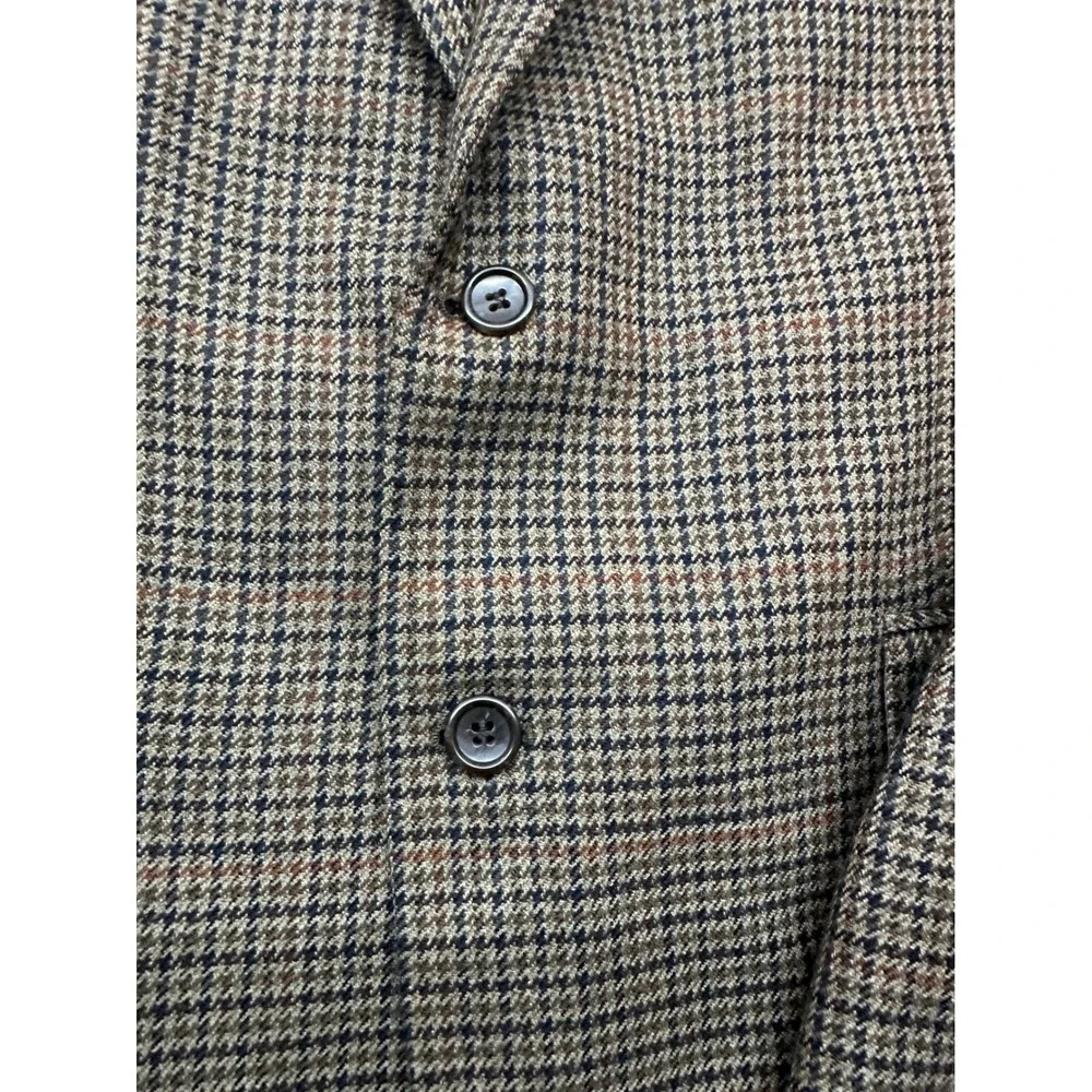 Lauren Ralph Lauren Mens 44L‎ 100% Lambswool Blazer Brown Houndstooth Sport Coat